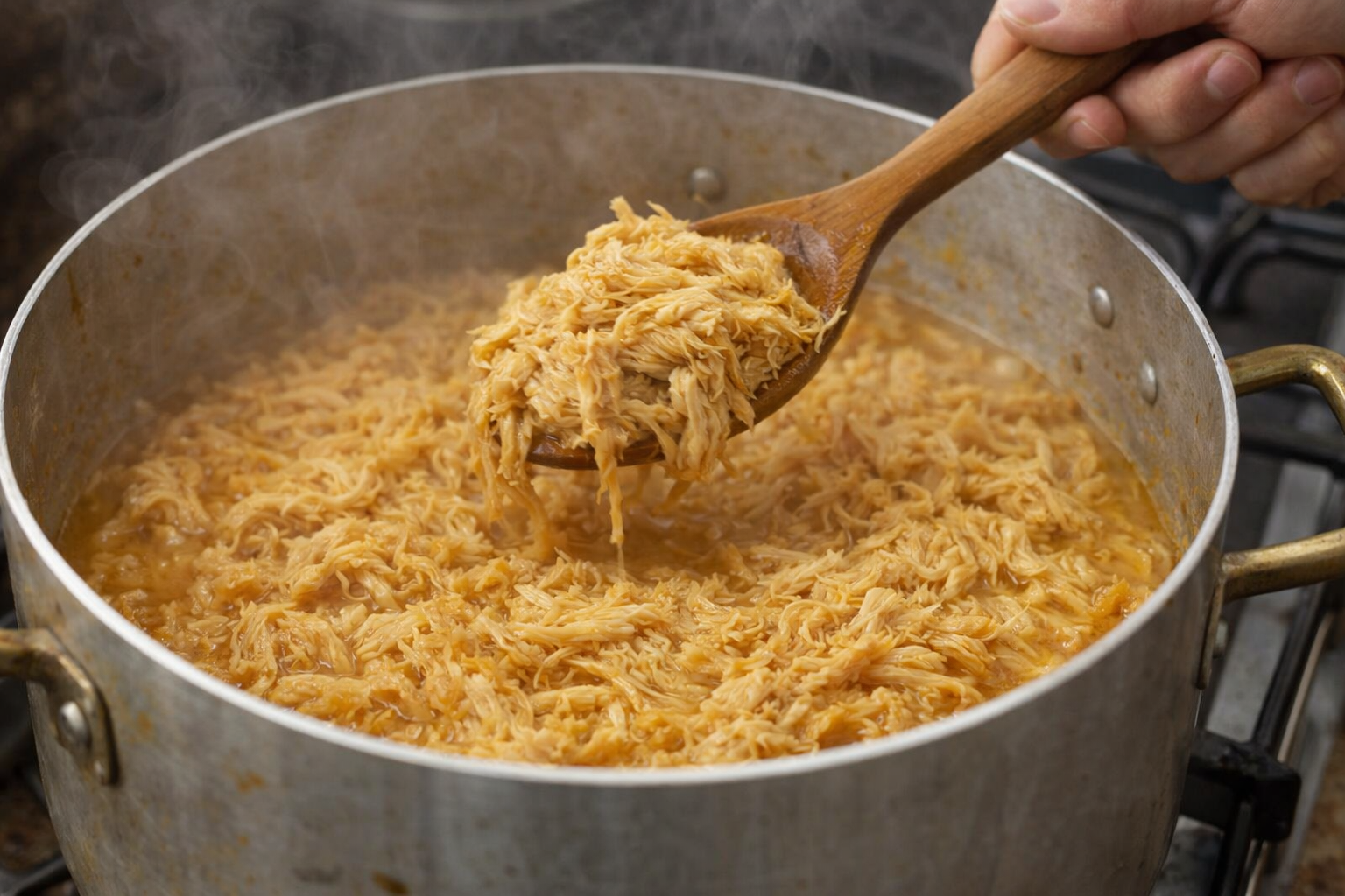 Frango Louco caseiro: frango desfiado suculento para lanche na baguete