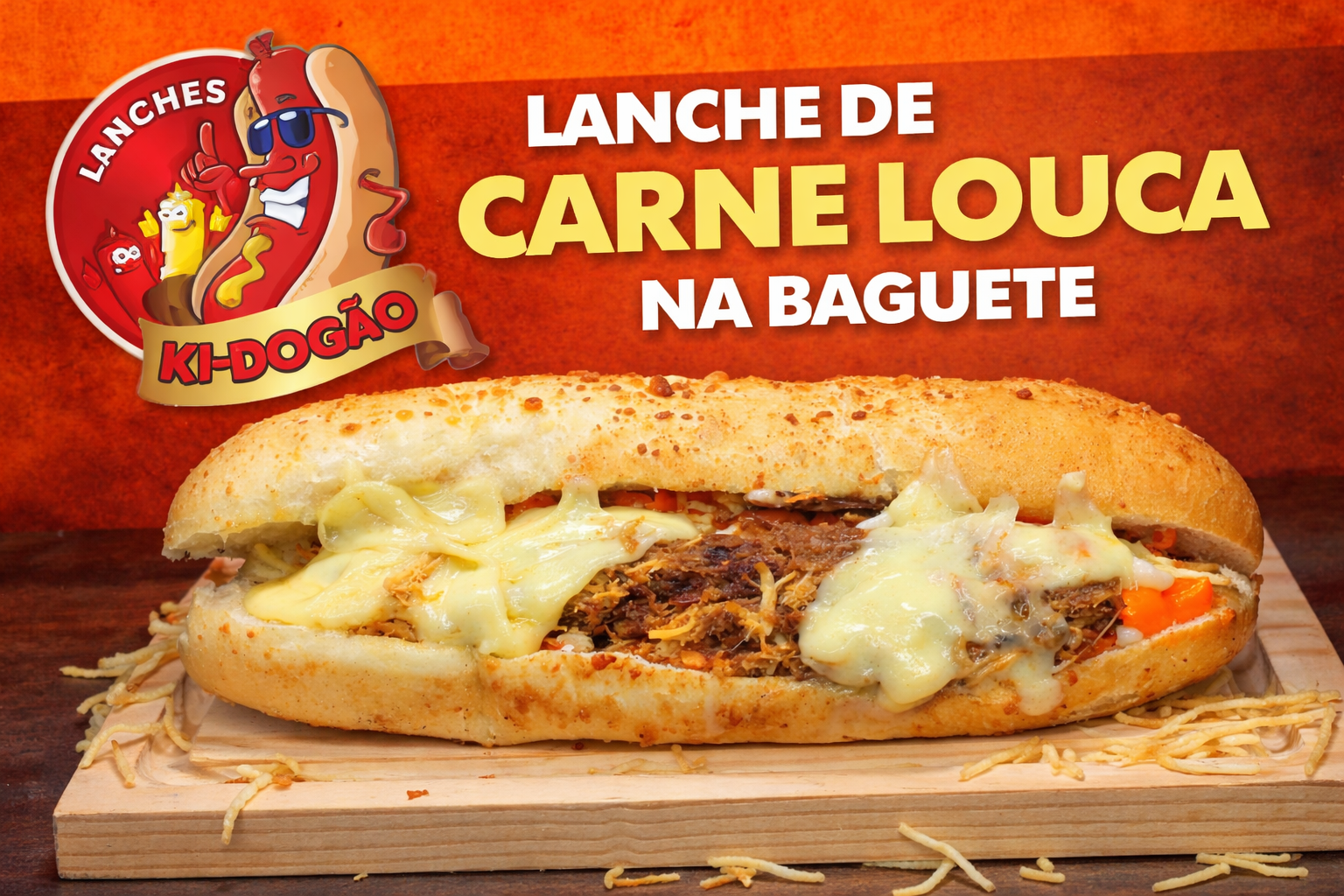 Carne Louca na baguete — Lanche Kidogão do Primo, melhor carne louca delivery Vila Maria São Paulo